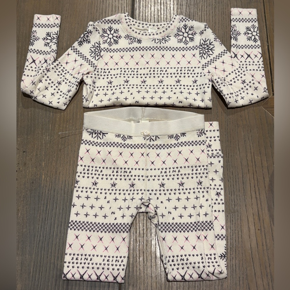 SKIMS Kids Matching PJ Set in Cream and Black